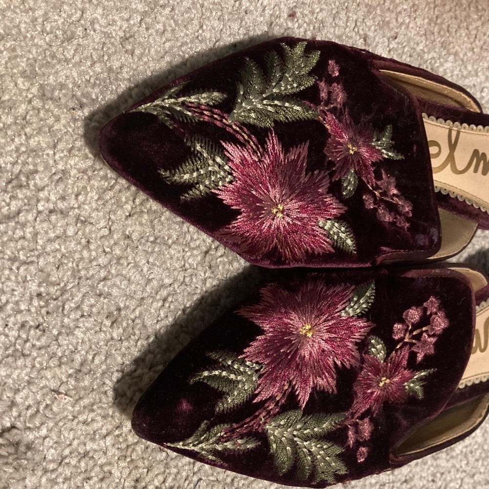 Sam Edelman Burgundy Floral Mules - Picture 4 of 4
